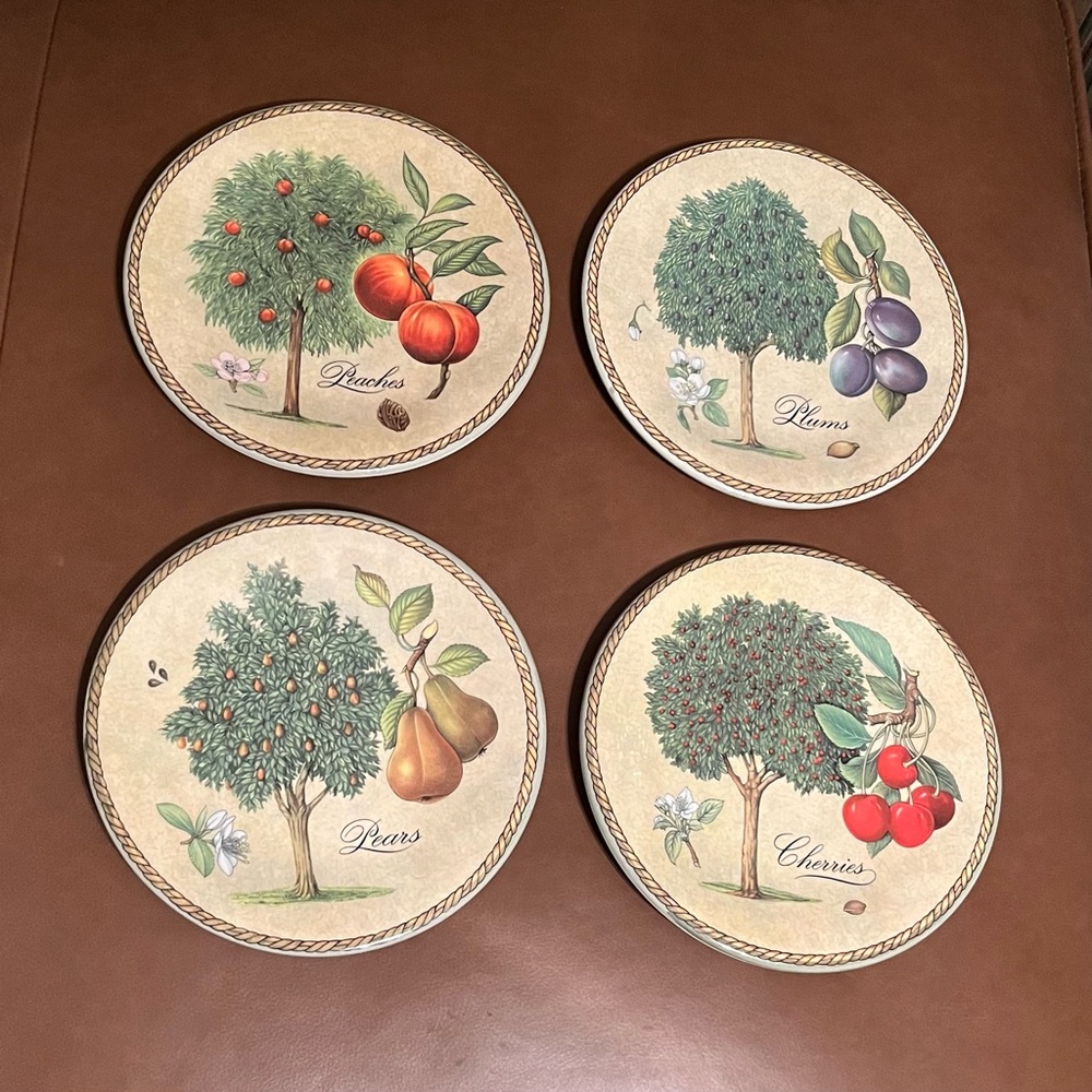 Vintage Ceramica Due Tori from Italy Collector Fruit 8” Plates